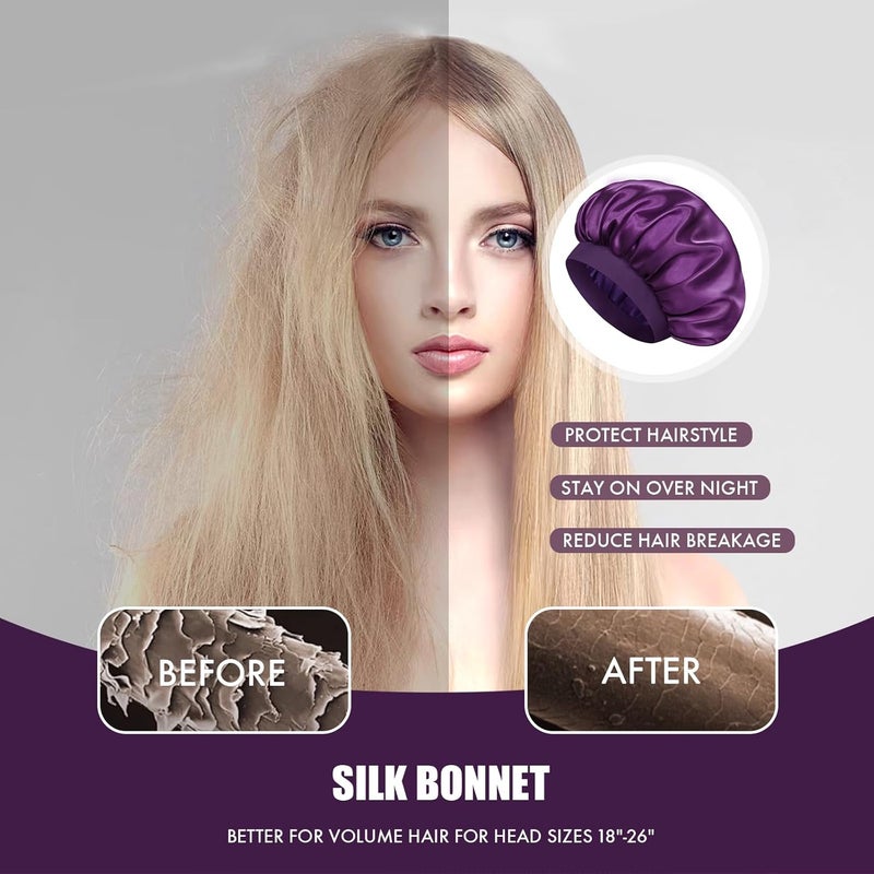 Doitory Store Satin Silk Bonnet for Sleeping, Double Layer Silk Sleep Cap for Men & Women, Soft Satin Lined Bonnet for Curly Hair - Image 5